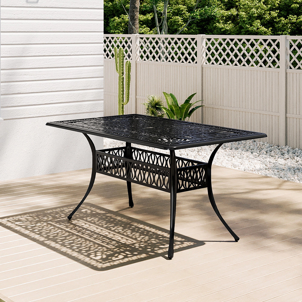 White/Black Cast Aluminium Hollow Garden Patio Table