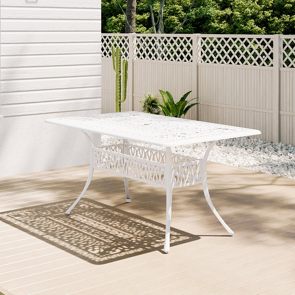 White/Black Cast Aluminium Hollow Garden Patio Table