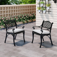 2 Pcs Garden Cast Aluminium Patio Armchair