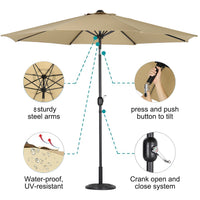 3M Garden Sunshade Tilt Parasol Umbrella with Crank