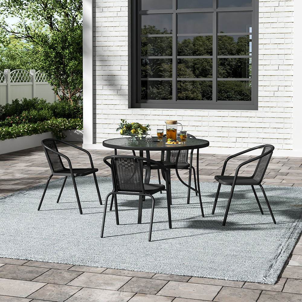 Patio Round Table With Umbrella Hole and Garden Chairs Set