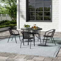 Patio Round Table With Umbrella Hole and Garden Chairs Set