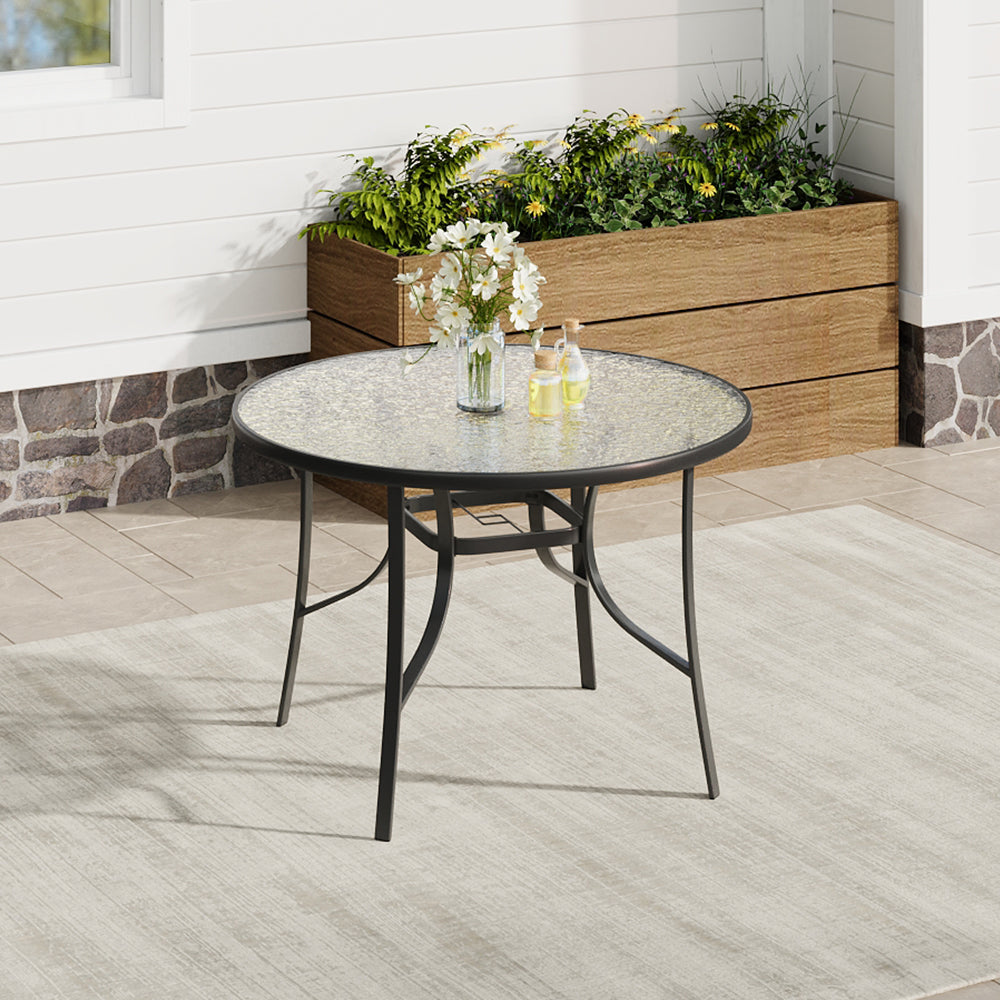 Patio Round Table With Umbrella Hole and Garden Chairs Set