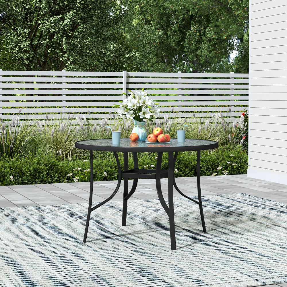 Patio Round Table With Umbrella Hole and Garden Chairs Set