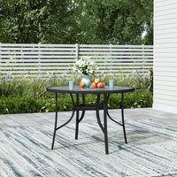 Patio Round Table With Umbrella Hole and Garden Chairs Set