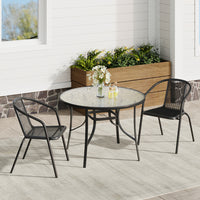 Patio Round Table With Umbrella Hole and Garden Chairs Set