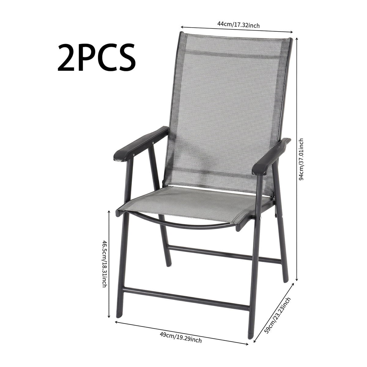 2/4/6Pcs Black Folding Garden Patio Chairs