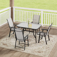Rectangular Garden Patio Table with Folding Chairs
