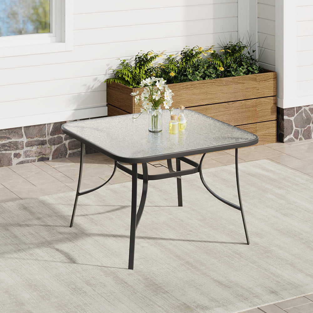 105cm Patio Square Garden Table with the Umbrella Hole – Breeins