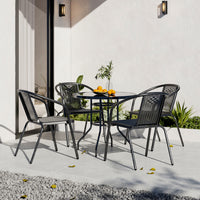 Black Round/Rectangular Garden Patio Table with Umbrella Hole