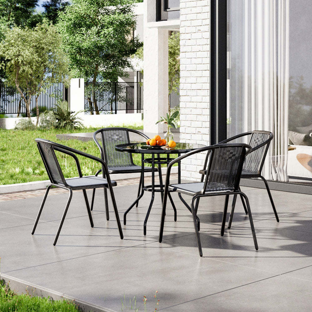 Black Round/Rectangular Garden Patio Table with Umbrella Hole