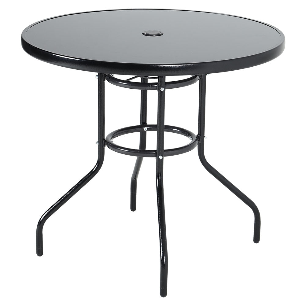 Black Round/Rectangular Garden Patio Table with Umbrella Hole