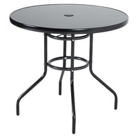 Black Round/Rectangular Garden Patio Table with Umbrella Hole