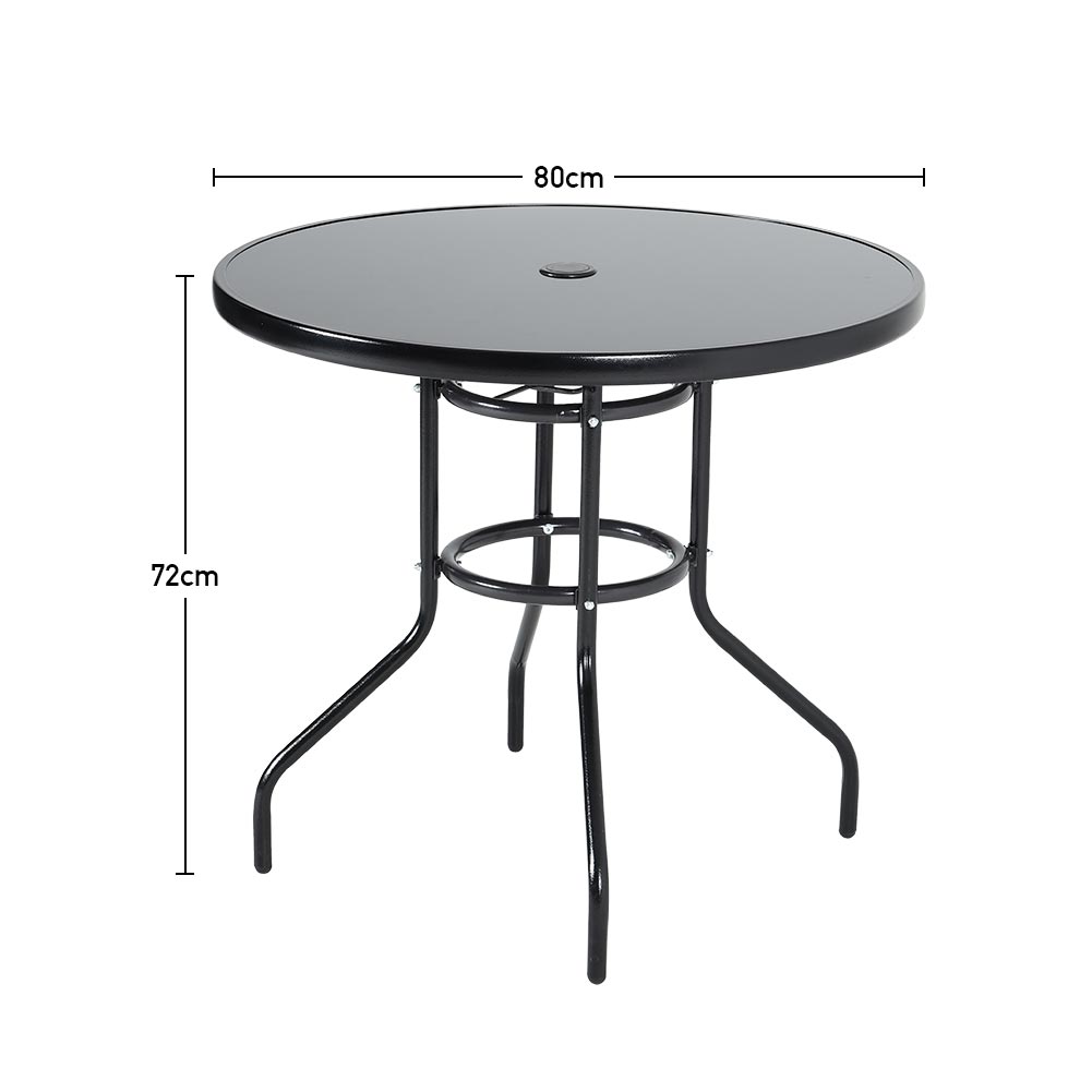 Black Round/Rectangular Garden Patio Table with Umbrella Hole