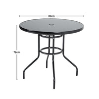 Black Round/Rectangular Garden Patio Table with Umbrella Hole