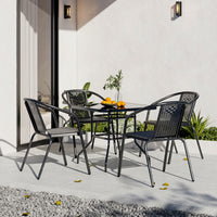 Black Round/Rectangular Garden Patio Table with Umbrella Hole