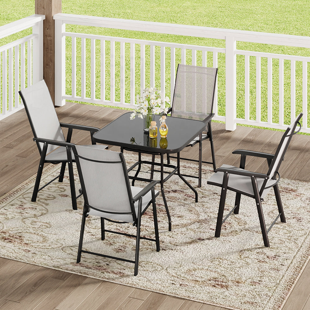 Black Round/Rectangular Garden Patio Table with Umbrella Hole