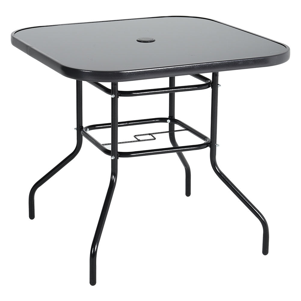 Black Round/Rectangular Garden Patio Table with Umbrella Hole