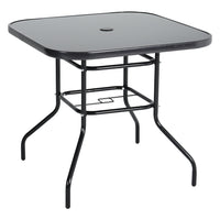 Black Round/Rectangular Garden Patio Table with Umbrella Hole