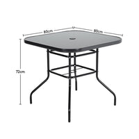 Black Round/Rectangular Garden Patio Table with Umbrella Hole