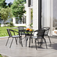 Black Round/Rectangular Garden Patio Table with Umbrella Hole