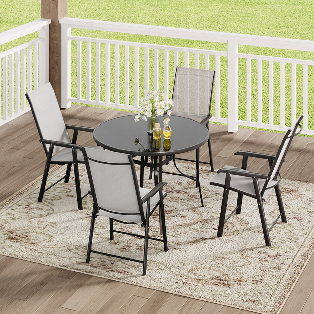 Black Round/Rectangular Garden Patio Table with Umbrella Hole