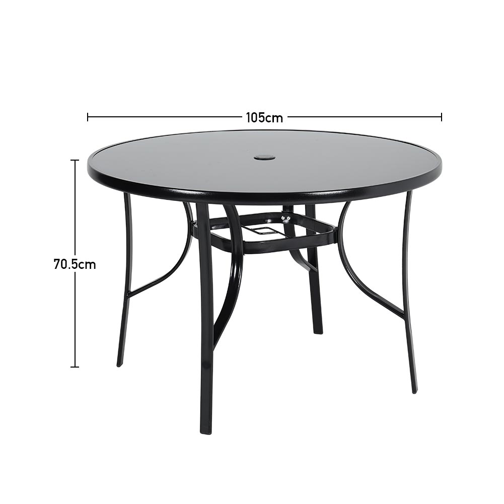 Black Round/Rectangular Garden Patio Table with Umbrella Hole