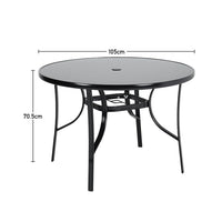 Black Round/Rectangular Garden Patio Table with Umbrella Hole