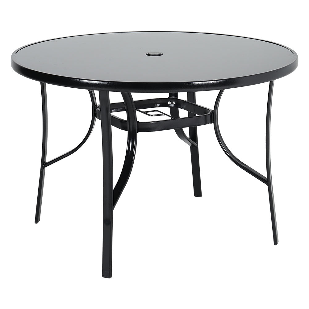 Black Round/Rectangular Garden Patio Table with Umbrella Hole