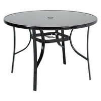 Black Round/Rectangular Garden Patio Table with Umbrella Hole