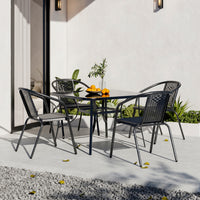 Black Round/Rectangular Garden Patio Table with Umbrella Hole