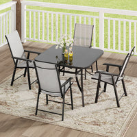 Black Round/Rectangular Garden Patio Table with Umbrella Hole