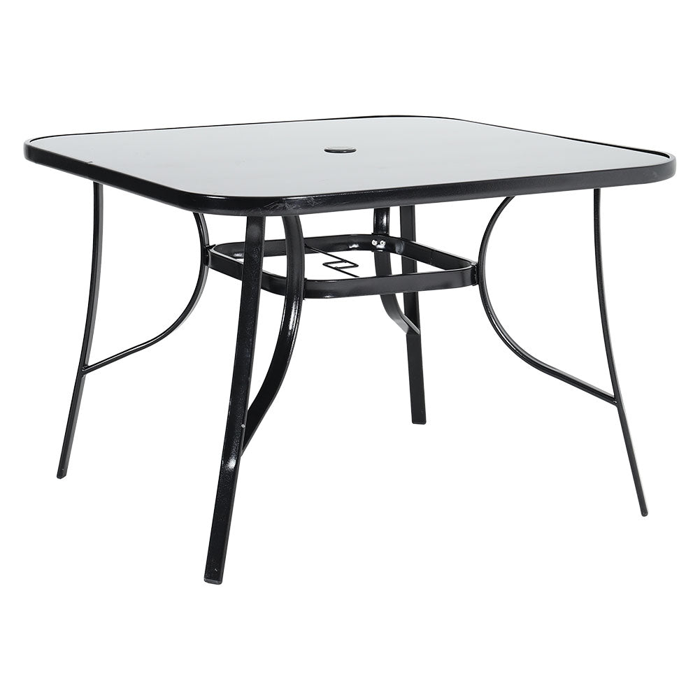 Black Round/Rectangular Garden Patio Table with Umbrella Hole