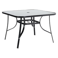 Black Round/Rectangular Garden Patio Table with Umbrella Hole