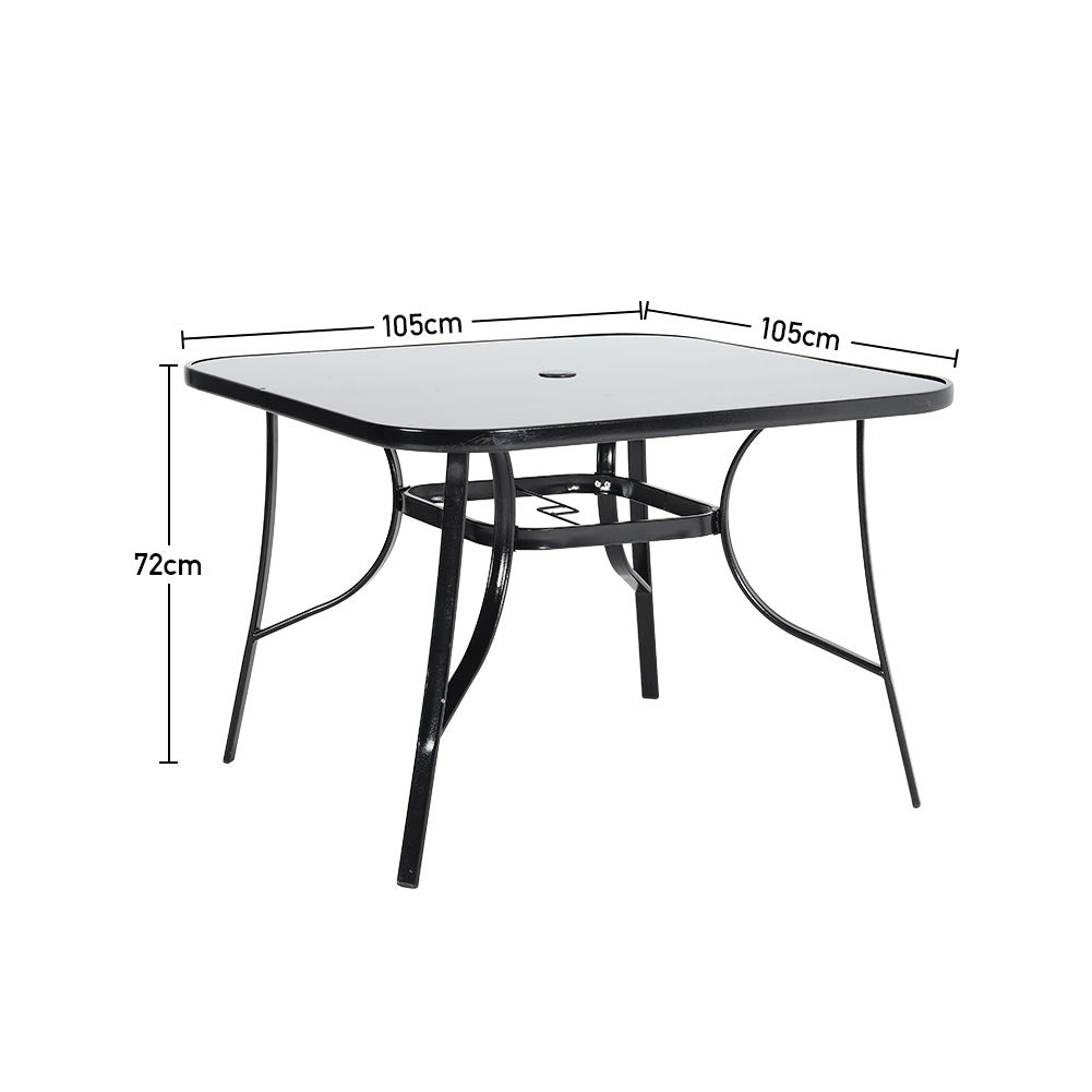Black Round/Rectangular Garden Patio Table with Umbrella Hole