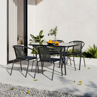 Black Round/Rectangular Garden Patio Table with Umbrella Hole