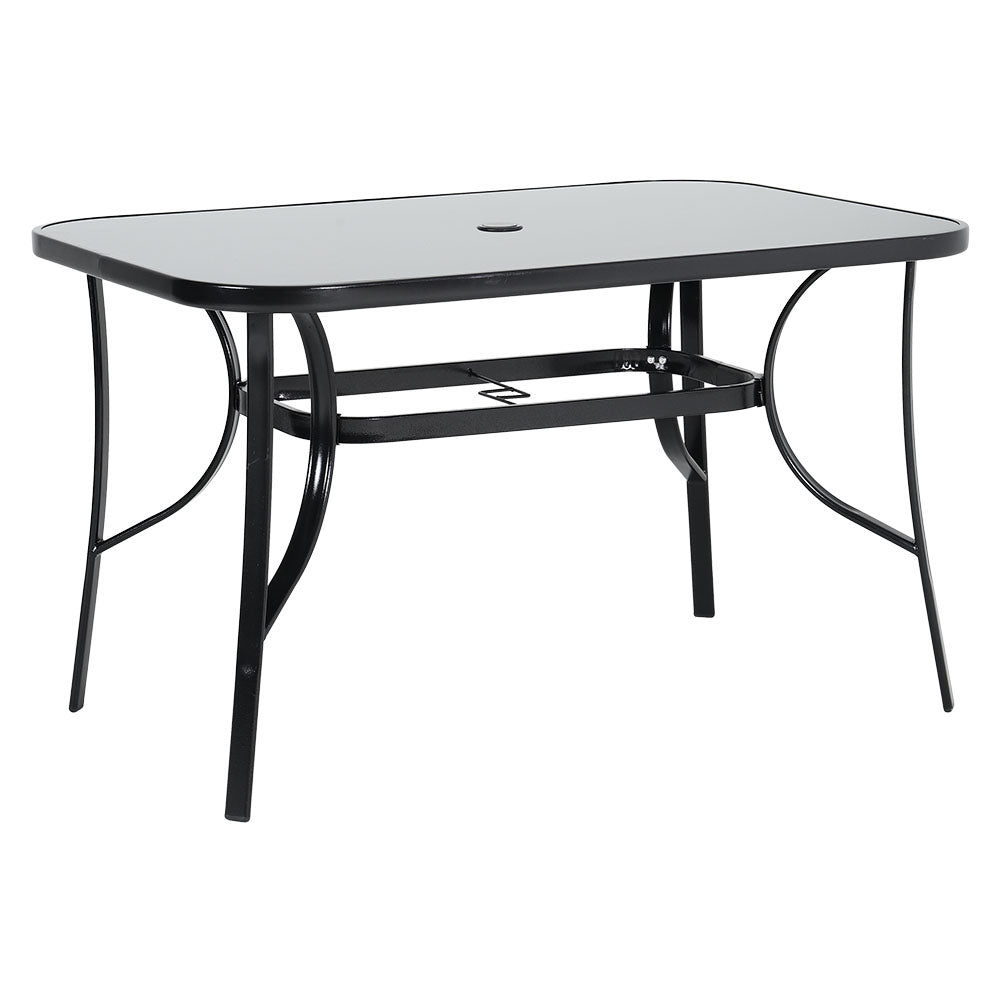 Black Round/Rectangular Garden Patio Table with Umbrella Hole