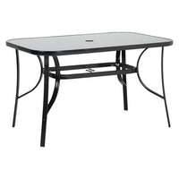 Black Round/Rectangular Garden Patio Table with Umbrella Hole