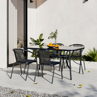 Black Round/Rectangular Garden Patio Table with Umbrella Hole