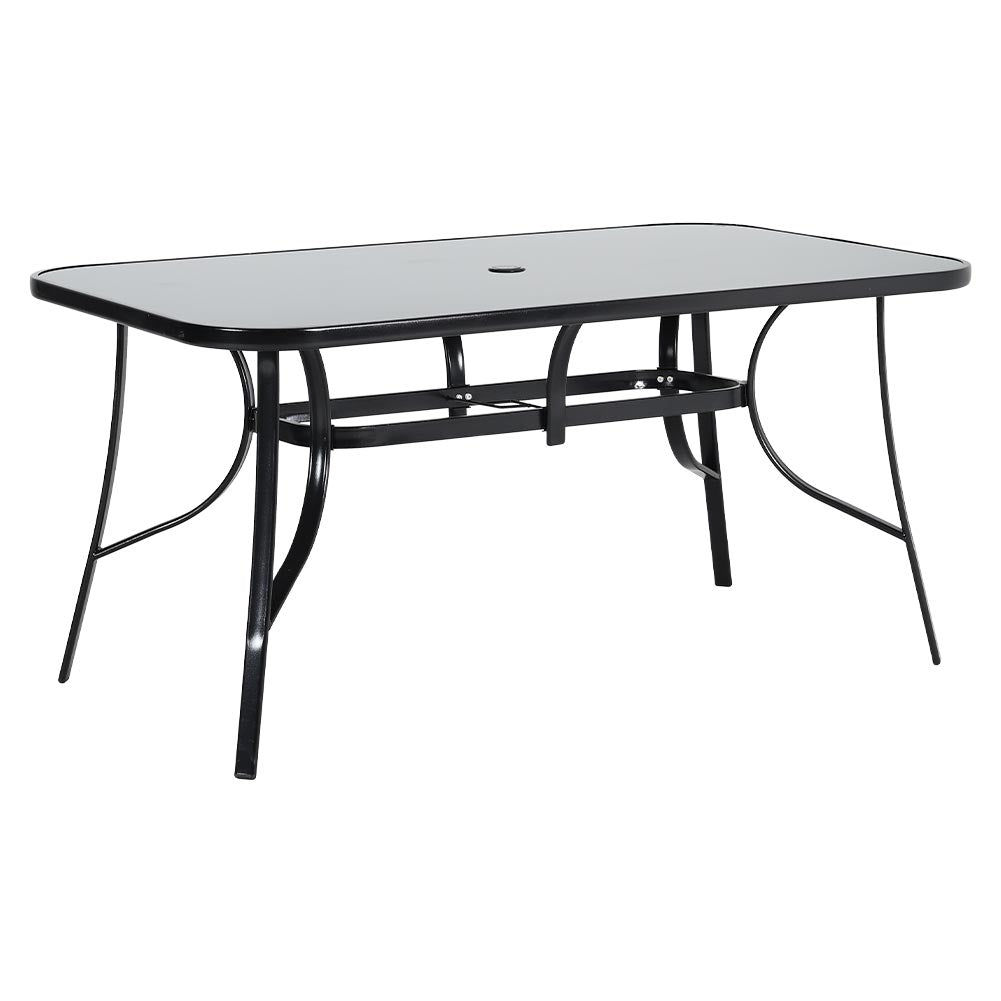 Black Round/Rectangular Garden Patio Table with Umbrella Hole