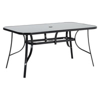 Black Round/Rectangular Garden Patio Table with Umbrella Hole