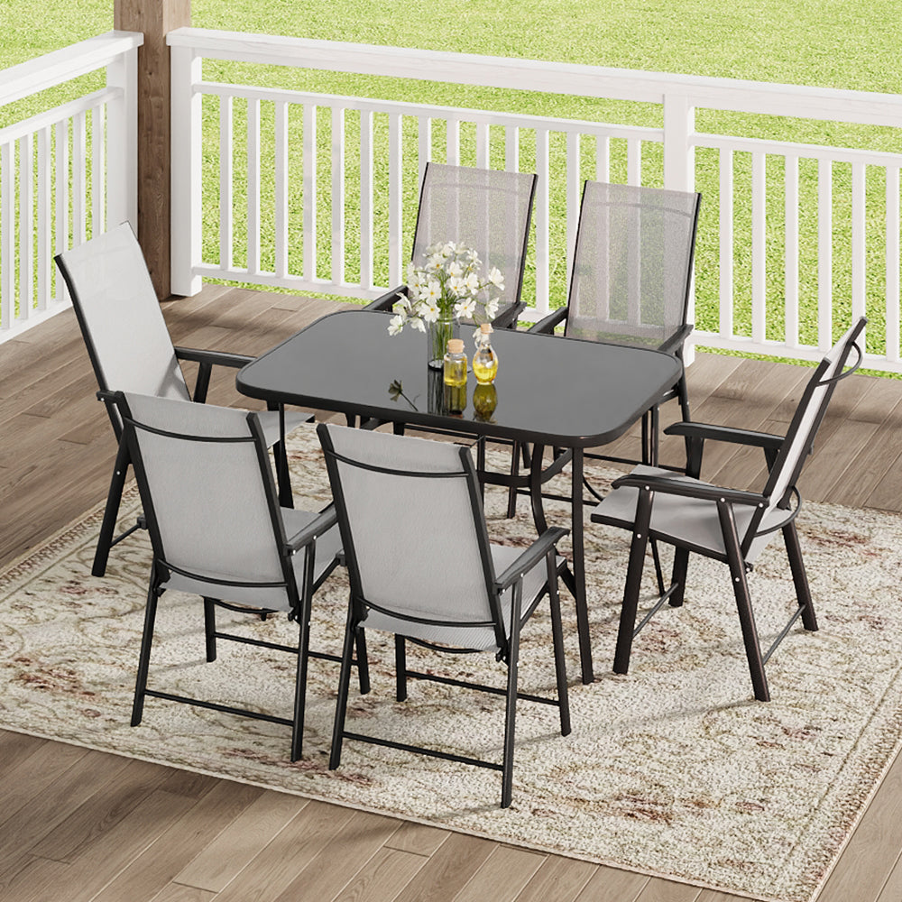 Black Round/Rectangular Garden Patio Table with Umbrella Hole