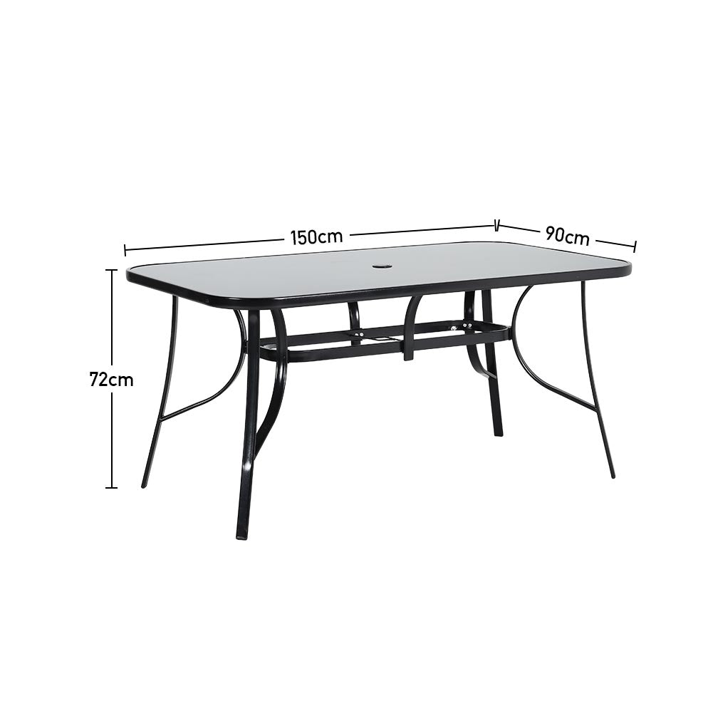 Black Round/Rectangular Garden Patio Table with Umbrella Hole