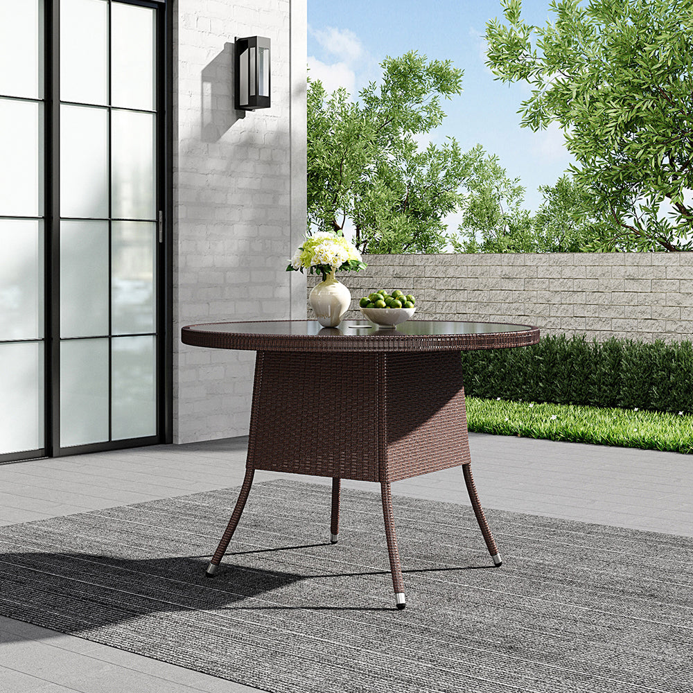 105cm Garden Rattan Patio Table with Parasol Hole