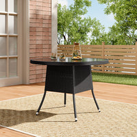 105cm Garden Rattan Patio Table with Parasol Hole