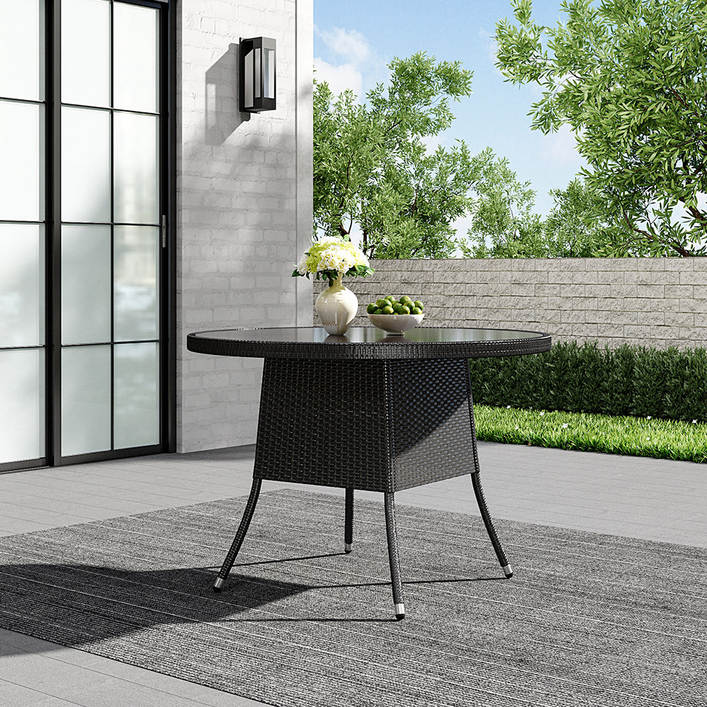 105cm Garden Rattan Patio Table with Parasol Hole