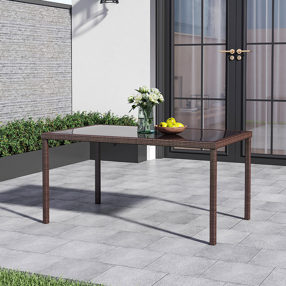Brown/Black Garden Rectangle Rarran Garden Dining Table