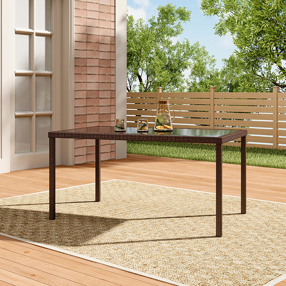 Brown/Black Garden Rectangle Rarran Garden Dining Table