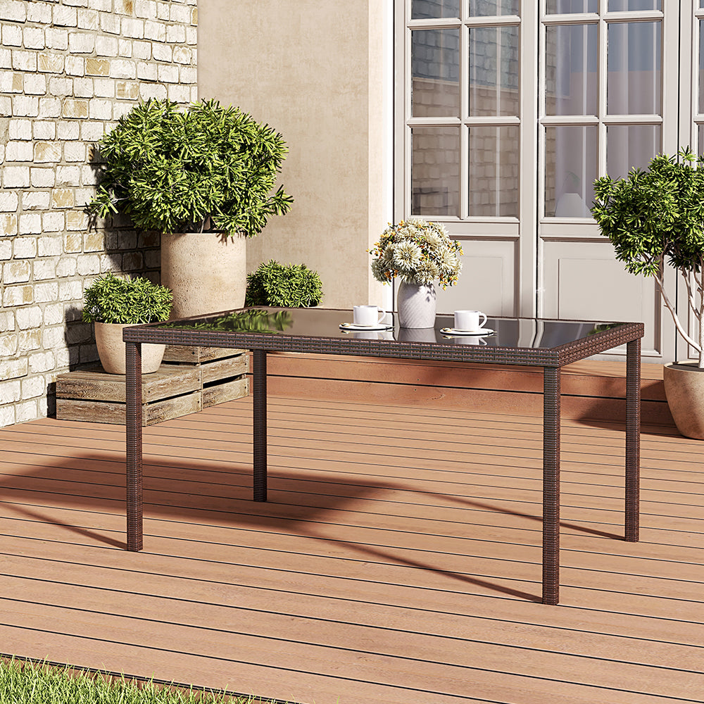 Brown/Black Garden Rectangle Rarran Garden Dining Table