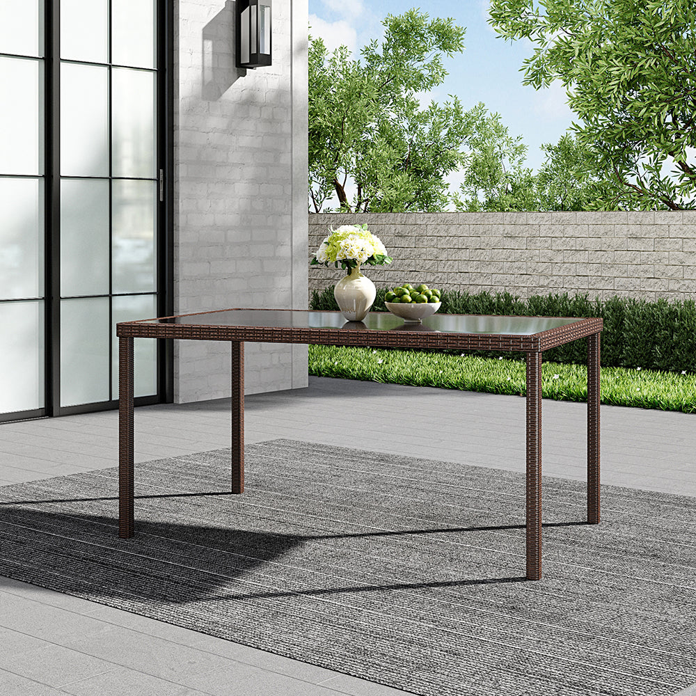 Brown/Black Garden Rectangle Rarran Garden Dining Table